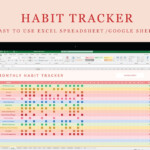 Rainbow Habit Tracker Excel Spreadsheet Google Sheet Etsy