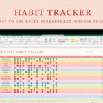 Rainbow Habit Tracker Excel Spreadsheet Google Sheet Etsy Australia