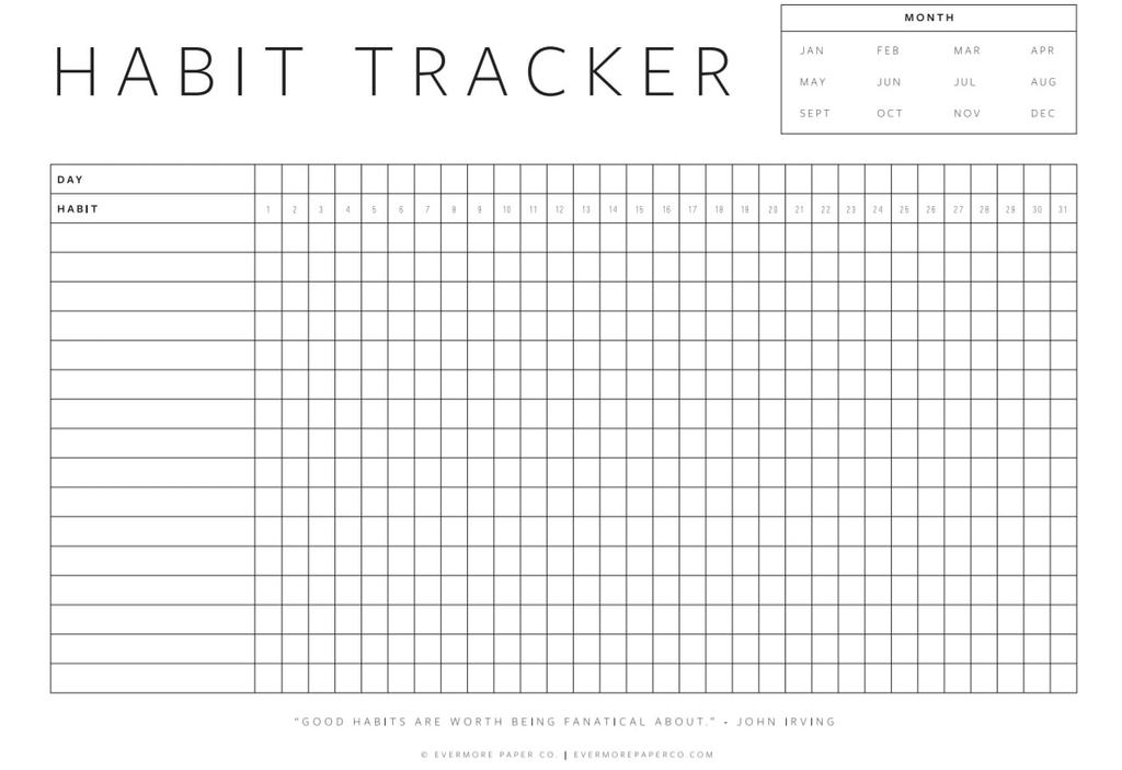 Routine Tracking Habits Printable Monthly Calendar Easy Bullet Journal 
