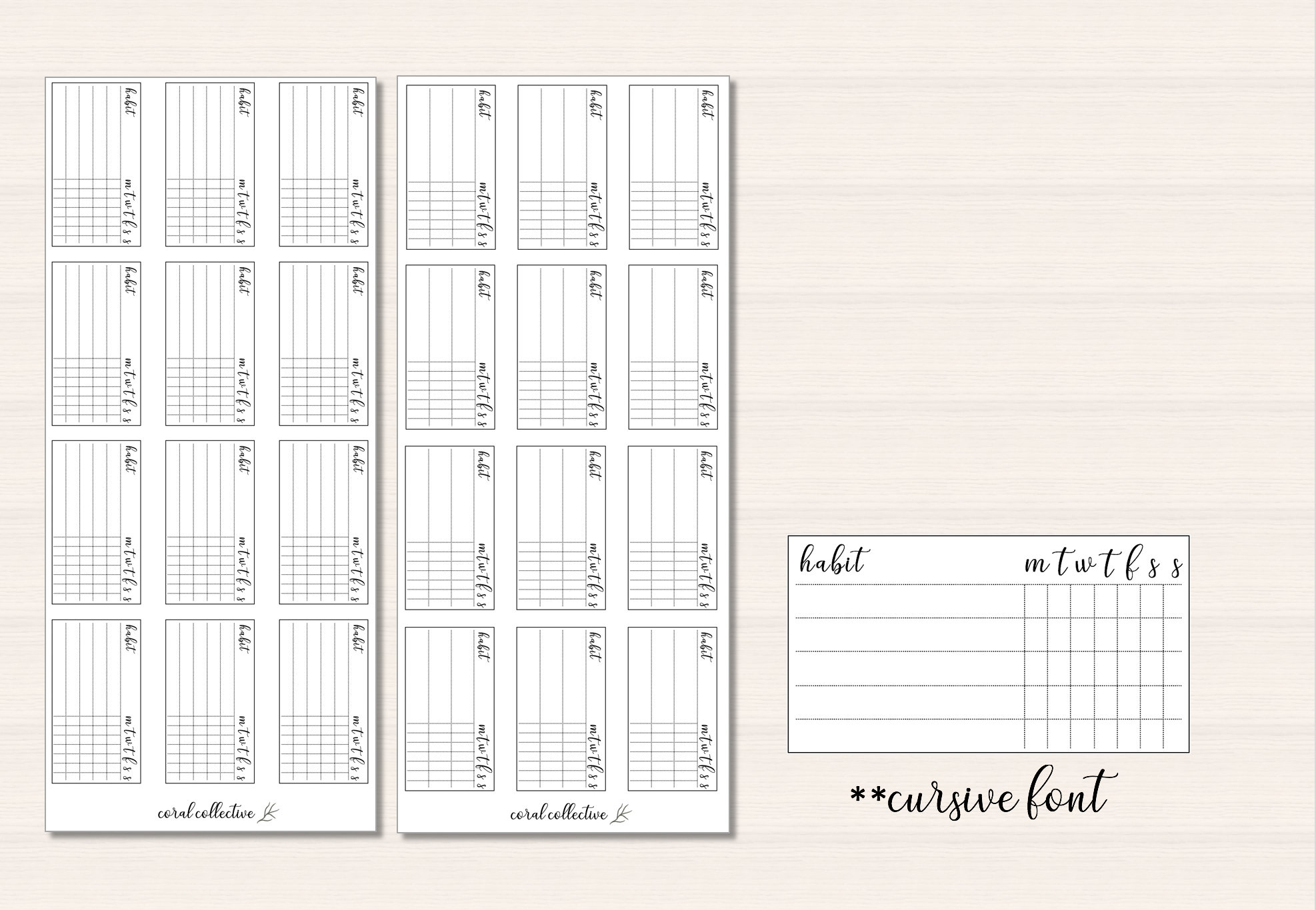 Tiny Weekly Habit Tracker Cursive Font Etsy