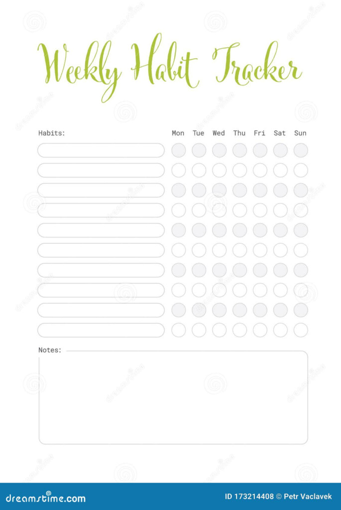 Weekly Habit Tracker Template Cartoon Vector CartoonDealer 206840489