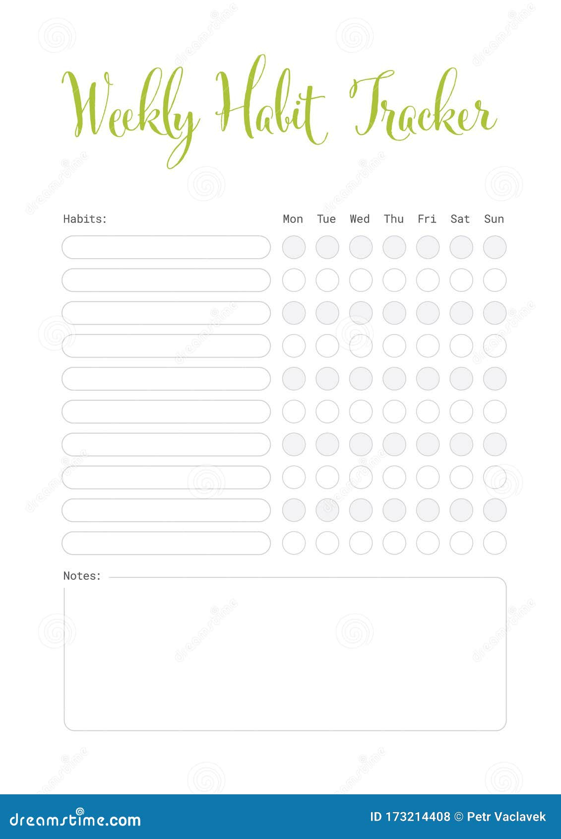 Weekly Habit Tracker Template Cartoon Vector CartoonDealer 206840489